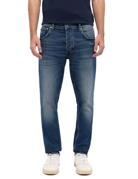 Męskie Spodnie Jeansowe Mustang Style Toledo Tapered Denim Blue 1016325 5000 434. Niebieskie spodnie materiałowe męskie Mustang, bez wzorów, z denimu. Za 219.99 zł.