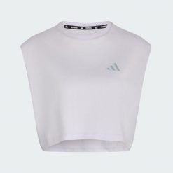 Koszulka adi365 Running Essentials Crop. Fioletowe t-shirty damskie Adidas, l, bez wzorów, z bawełny, bez kołnierzyka. Za 99.95 zł.