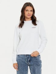 Guess Jeans Bluza W4YQ07 KC811 Biały Regular Fit. Białe bluzy bez kaptura damskie Guess Jeans, xs, z bawełny. Za 209.99 zł.