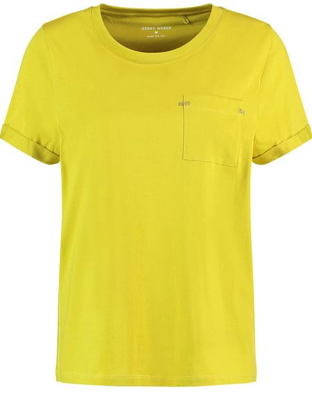 EDITION Koszulka w kolorze żółtym rozmiar: 36. Żółte bluzki damskie EDITION, bez wzorów, z bawełny, bez kołnierzyka, bez ramiączek. Za 61.60 zł.