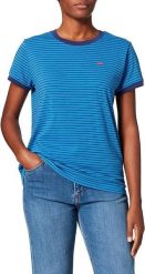 LEE STRIPE TEE RELAXED FIT DAMSKI T-SHIRT KOSZULKA LOGO DIPPED BLUE L43LAYLA 112109672. Niebieskie bluzki damskie Lee, l, bez wzorów, bez ramiączek. W wyprzedaży za 49.99 zł.