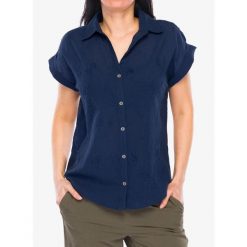 Koszula turystyczna damska Royal Robbins Oasis S/S. Niebieskie koszule damskie ROYAL ROBBINS, s, bez wzorów, bez kołnierzyka, bez ramiączek. Za 277.99 zł.