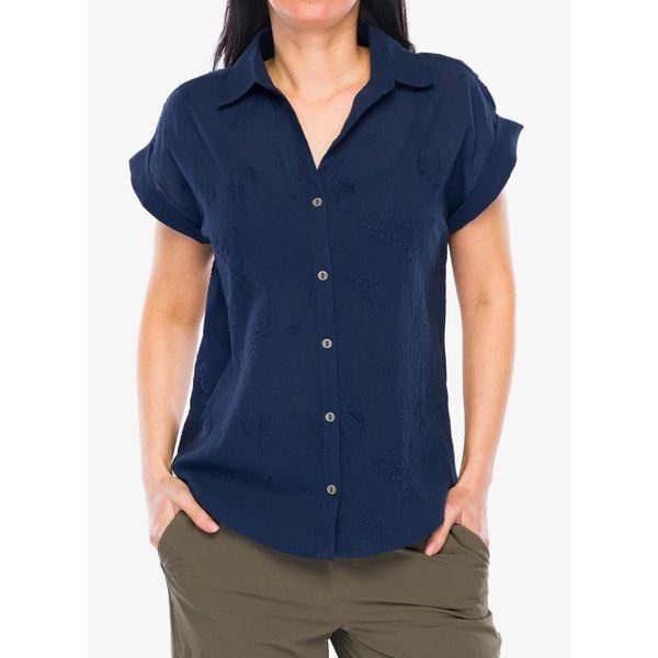 Koszula turystyczna damska Royal Robbins Oasis S/S. Niebieskie koszule damskie ROYAL ROBBINS, s, bez wzorów, bez kołnierzyka, bez ramiączek. Za 277.99 zł.