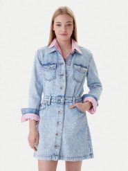 Tommy Jeans Sukienka jeansowa DW0DW22004 Niebieski Regular Fit. Niebieskie sukienki damskie Tommy Jeans, m, bez wzorów, z bawełny, bez kołnierzyka, bez ramiączek. Za 569.99 zł.