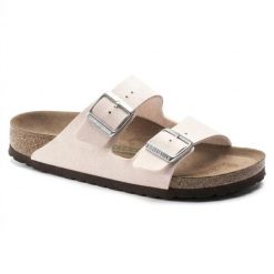 Klapki damskie Birkenstock Arizona BS Birko-flor. Czerwone klapki damskie Birkenstock, bez wzorów, z jeansu, bez obcasa. Za 287.00 zł.
