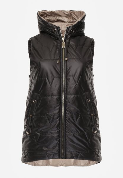 Czarna Kamizelka z Nieodpinanym Kapturem i Geometrycznym Pikowaniem Kalousa. Czarne kamizelki damskie Born2be, l, z dresówki. Za 139.99 zł.