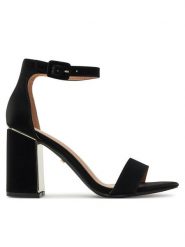 DeeZee Sandały DF-7154-26-82837 Czarny. Czarne sandały damskie DeeZee, bez wzorów, z materiału, bez obcasa, na słupku. Za 139.99 zł.