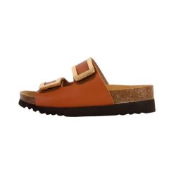 Klapki damskie Scholl Monterey 2 Straps Ad Med. Brązowe klapki damskie Scholl, bez wzorów, z materiału, bez obcasa. Za 280.20 zł.