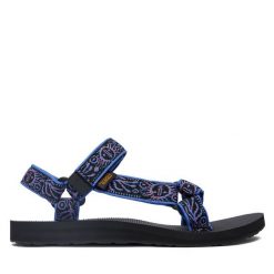 Sandały Teva. Niebieskie sandały damskie Teva, bez wzorów, bez obcasa, na płaskiej podeszwie. Za 299.99 zł.