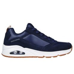 Buty sportowe Skechers Uno Stacre 52468-NVY niebieskie. Niebieskie buty sportowe na co dzień męskie bez zapięcia. Za 510.68 zł.
