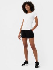 4F Spodenki dresowe damskie L. Niebieskie szorty damskie 4f, bez wzorów, z bawełny. W wyprzedaży za 29.99 zł.