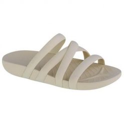Klapki damskie Crocs Splash Strappy Sandal. Brązowe klapki damskie Crocs, bez wzorów, z materiału, bez obcasa. Za 279.00 zł.