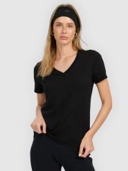 4F T-shirt regular gładki damski - czarny M. Czarne t-shirty damskie 4f, m, bez wzorów, z materiału, bez kołnierzyka. Za 49.99 zł.