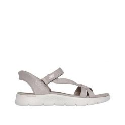 Sandały damskie Skechers Go Walk Flex. Brązowe obuwie trekkingowe damskie Skechers, bez wzorów, z materiału, bez obcasa, na obcasie. Za 319.40 zł.