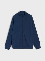 Prążkowana bluza bomberka - szary. Szare bluzy bez kaptura męskie Sinsay, l, prążkowane. Za 59.99 zł.