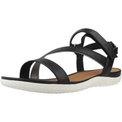 Sandały GEOX D SANDAL VEGA Czarny. Czarne sandały damskie Geox, bez wzorów, z syntetyku, bez obcasa. Za 297.99 zł.