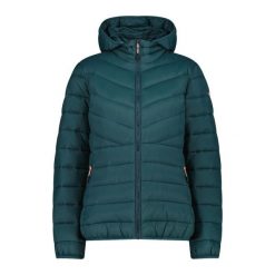 Kurtka puchowa z kapturem, ocieplana 3M dla kobiet CMP. Zielone kurtki damskie CMP, m, bez wzorów, z puchu, z kapturem. Za 524.20 zł.