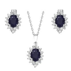 KATE komplet srebrnej biżuterii szafiry kolczyki naszyjnik. Szare kolczyki damskie Enaya, na co dzień, srebrne. Za 854.00 zł.