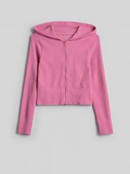 4F Bluza dresowa slim z kapturem damska - różowa XS/S. Czerwone bluzy z kapturem damskie 4f, s, bez wzorów, z dresówki. Za 169.99 zł.