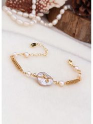 L'Atelier de Gaia Pozłacana bransoletka z perłami i masą perłową rozmiar: onesize. Białe bransoletki damskie L'Atelier de Gaia, pozłacane. Za 60.99 zł.