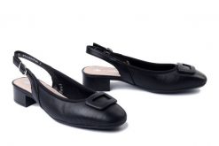 RIEKER 43456-00 black, czółenka damskie. Czarne czółenka damskie Rieker, bez wzorów, bez obcasa. Za 339.90 zł.