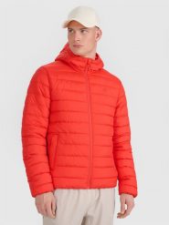 4F Kurtka puchowa z wypełnieniem syntetycznym męska - czerwona XL. Czerwone kurtki męskie 4f, m, bez wzorów, z dzianiny, eleganckie, bez kaptura. Za 329.99 zł.