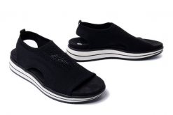 RIEKER REMONTE D1J52-00 black, sandały damskie. Czarne sandały damskie Rieker Remonte, bez wzorów, bez obcasa, na koturnie. Za 263.92 zł.