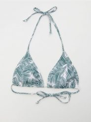 Trójkątna góra od bikini wiązana na szyi i plecach - kremowy. Białe bikini damskie Sinsay, bez wzorów. Za 12.99 zł.