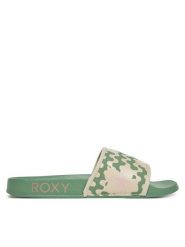 Roxy Klapki ARJL100909 Zielony. Zielone klapki damskie Roxy, bez wzorów, ze skóry, bez obcasa. Za 119.99 zł.
