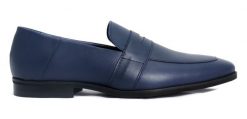 Granatowe loafersy - wsuwane buty męskie - penny loafers T216. Buty wizytowe męskie Modini Moda Męska, z gumy. W wyprzedaży za 297.00 zł.
