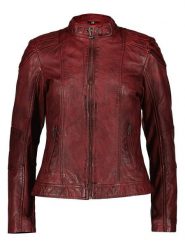 7eleven Skórzana kurtka "Georgina" w kolorze bordowym rozmiar: 44. Czerwone kurtki damskie 7eleven, bez wzorów, ze skóry, bez kaptura. Za 434.99 zł.