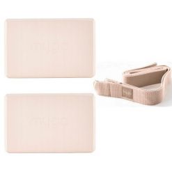 Zestaw do jogi Myga – klocek Foam Block + pasek 2 w 1. Czerwone paski męskie Myga, bez wzorów. W wyprzedaży za 59.99 zł.