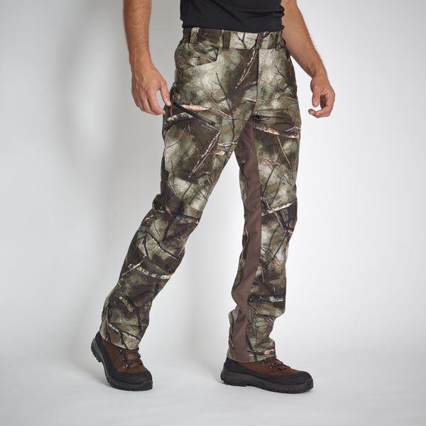 Spodnie Solognac 500 camo treemetic WTP. Brązowe spodnie materiałowe męskie SOLOGNAC, bez wzorów, sportowe. Za 299.99 zł.