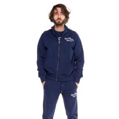 Bluza z bawełna z zamek błyskawiczny na siłownia. Niebieskie bluzy bez kaptura męskie LEONE 1947 APPAREL, xl, z bawełny. Za 212.61 zł.