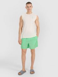 4F Spodenki casual męskie - zielone 3XL. Zielone szorty męskie 4f, z materiału, bez kołnierzyka. W wyprzedaży za 29.99 zł.