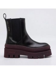 Replay Skórzane botki w kolorze czarno-czerownym rozmiar: 36. Czarne botki damskie Replay, eleganckie, bez obcasa, bez zapięcia. Za 395.94 zł.