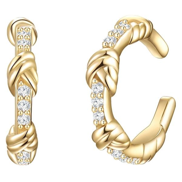 Glanzstücke München Srebrne klamry na ucho srebro wysokiej próby Cyrkonia żółte złoto Kolczyki 1 ct Damski. Szare kolczyki damskie Glanzstücke München, z cyrkonią, srebrne. Za 209.99 zł.