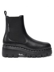 KARL LAGERFELD Sztyblety KL45344 Czarny. Czarne botki damskie Karl Lagerfeld, ze skóry, bez obcasa, na płaskiej podeszwie, bez zapięcia. Za 879.99 zł.