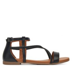 Sandały Tamaris. Czarne sandały damskie Tamaris, bez wzorów, bez obcasa, na płaskiej podeszwie. Za 249.99 zł.