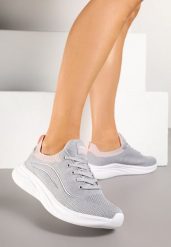 Jasnoszare Buty Sportowe Sneakersy Siateczkowe z Elastyczną Cholewką Alirone. Szare buty sportowe na co dzień damskie Renee, bez wzorów, z jeansu. Za 99.99 zł.
