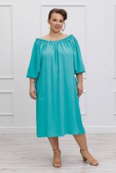 Sukienka hiszpanka w odcieniach turkusu na lato PLUS SIZE. Czerwone sukienki damskie Moda Size Plus Iwanek, na imprezę, na lato, l, bez wzorów, z elastanu, eleganckie, bez kołnierzyka, plus size, bez ramiączek, mini. W wyprzedaży za 109.90 zł.