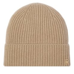 Czapka Tommy Hilfiger. Brązowe czapki zimowe damskie Tommy Hilfiger. Za 369.99 zł.