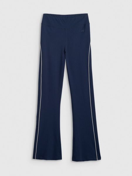 4F Legginsy z rozszerzanymi nogawkami damskie - granatowe L. Niebieskie legginsy damskie 4f, l, bez wzorów, z bawełny. Za 129.99 zł.