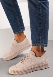 Ciemnobeżowe Trampki Mussia. Brązowe trampki i tenisówki damskie Born2be, bez wzorów, z gumy. Za 59.99 zł.