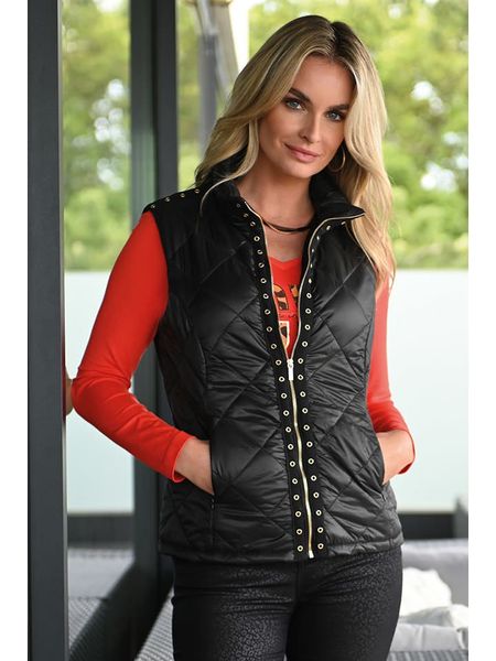 Bleu d'Azur Kamizelka pikowana "Sonora" w kolorze czarnym rozmiar: 46. Czarne kamizelki damskie Bleu d'Azur. Za 91.56 zł.