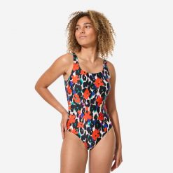 Strój jednoczęściowy pływacki damski Nabaiji Heva Garou. Czarne stroje jednoczęściowe damskie Decathlon, bez wzorów. Za 89.99 zł.