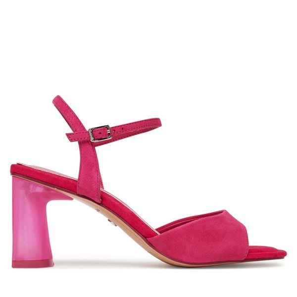 Sandały Tamaris. Czerwone sandały damskie Tamaris, bez wzorów, bez obcasa, na słupku. Za 149.99 zł.