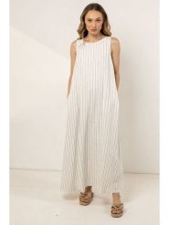 Awama Sukienka w kolorze kremowym rozmiar: XL. Brązowe sukienki damskie Awama, xl, bez wzorów, bez kołnierzyka, bez ramiączek, maxi. Za 212.99 zł.