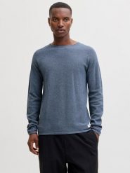 Jack & Jones Sweter "Hill" w kolorze granatowym rozmiar: M. Niebieskie swetry męskie Jack & Jones, m, bez wzorów, z bawełny, bez kołnierzyka. Za 86.99 zł.