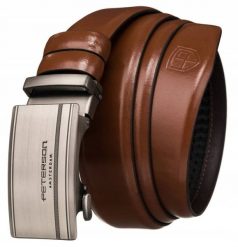 Pasek męski Peterson PTN A006 BROWN brązowy. Brązowe paski męskie Peterson, bez wzorów, z jeansu. Za 79.99 zł.